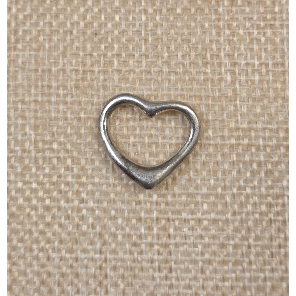 Vintage Minimalist Solid Sterling Silver Heart Pendant 925